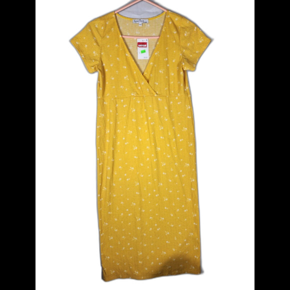 Velvet Torch Bright Yellow Flower V-Neck Maxi Dress | Size L - Picture 1 of 6